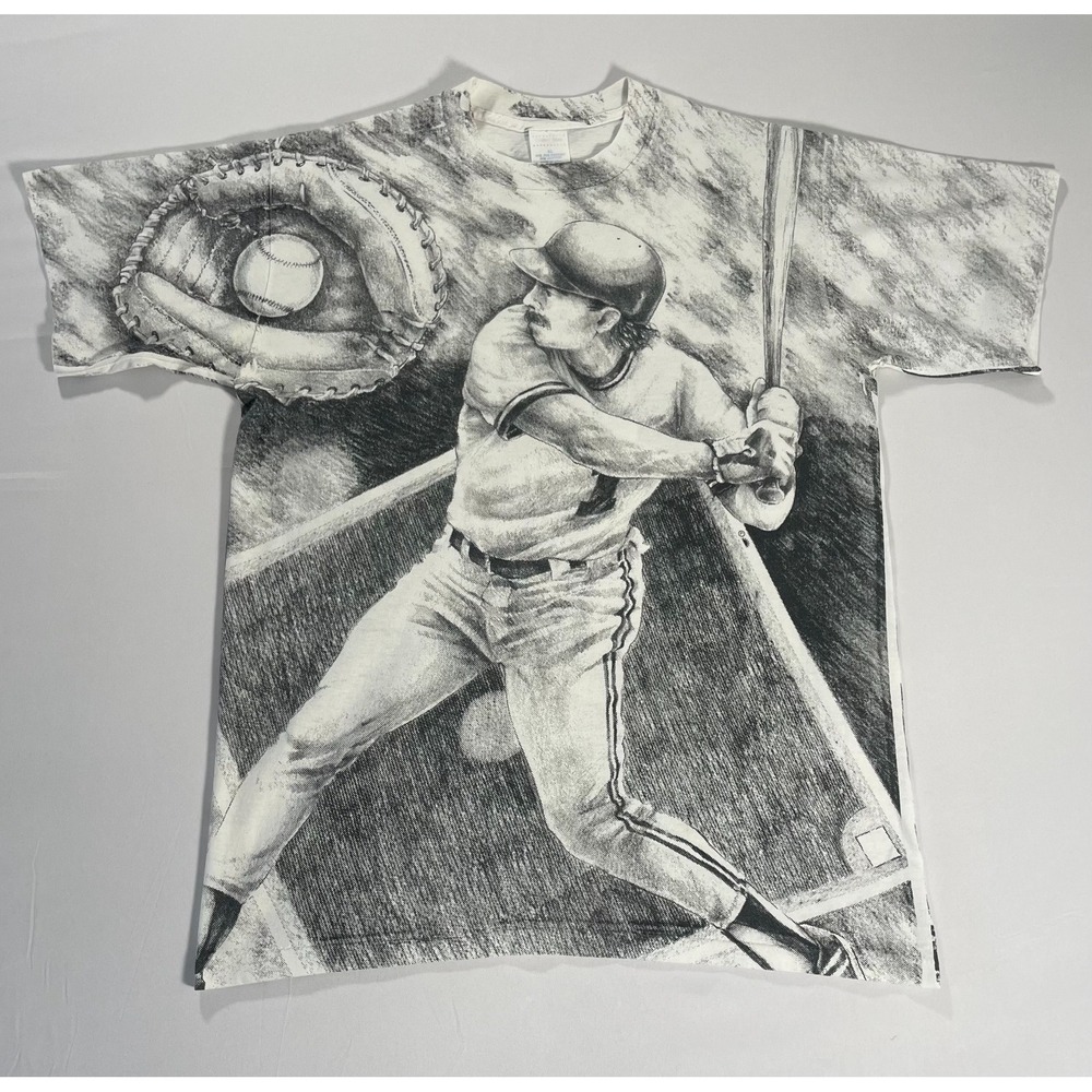Vintage 90s MLB Baseball All Over Print AOP Shirt Single Stitch Men's Size XL